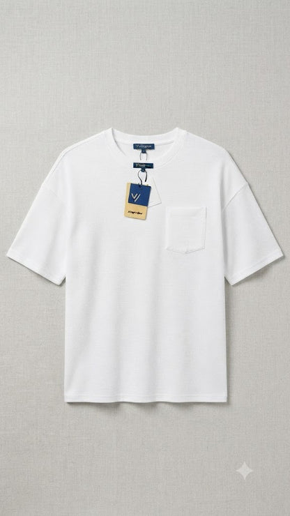 Camiseta Over Size Marca Interview - Blanco NK19