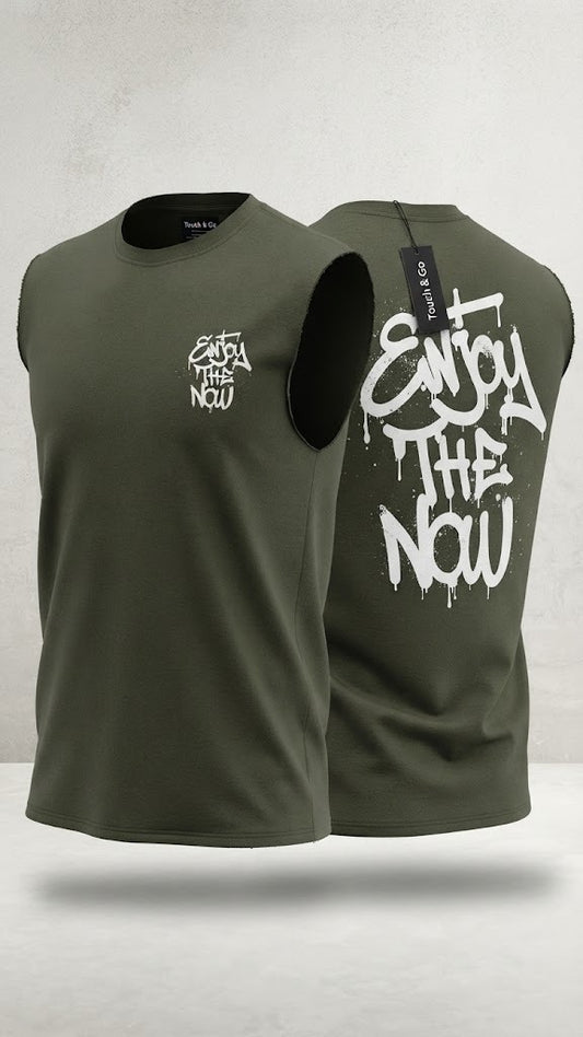 Camisa Casual sin mangas para Caballero Oversize /Verde NK12