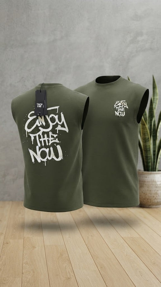 Camisa Casual sin mangas para Caballero Oversize /Verde NK12