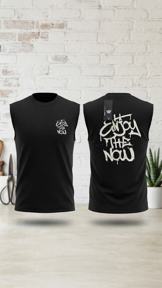 Camisa Casual sin mangas para Caballero Oversize /Negro NK12