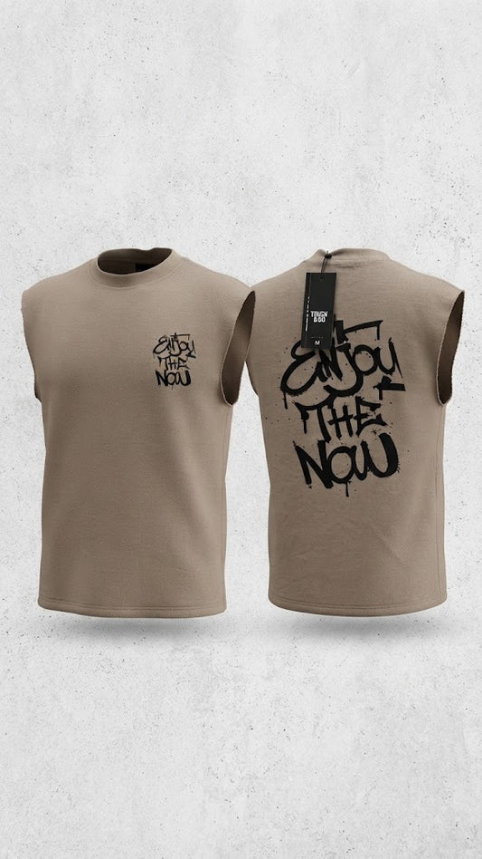Camisa Casual sin mangas para Caballero Oversize /Beige NK12