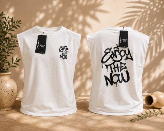Camisa Casual sin mangas para Caballero Oversize / Blanco NK12