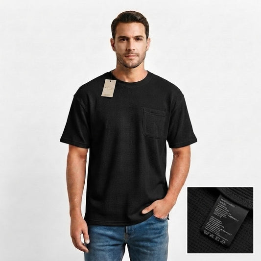 Camiseta Over Size Marca Interview - Negro NK19