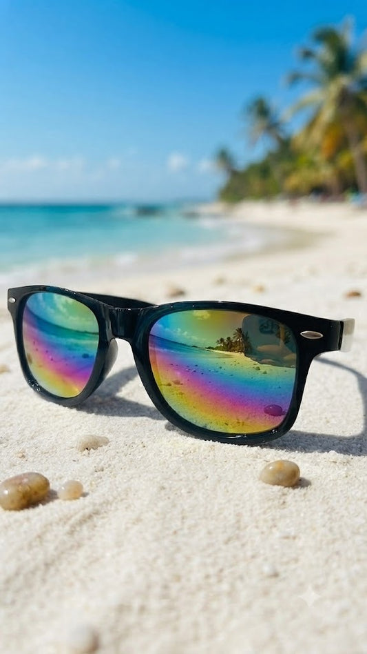 Lentes para el Sol. para caballero  -  Negro-Lente Multicolor  C188