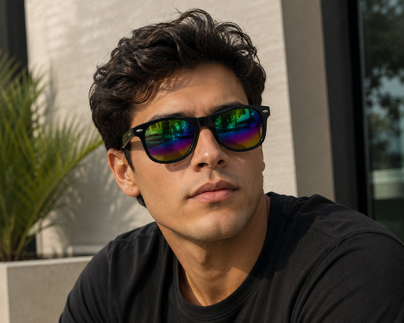 Lentes para el Sol. para caballero  -  Negro-Lente Multicolor  C188