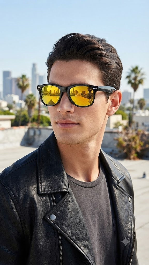 Lentes para el Sol. para caballero  -  Negro-Lente amarillo  C188