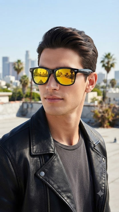 Lentes para el Sol. para caballero  -  Negro-Lente amarillo  C188
