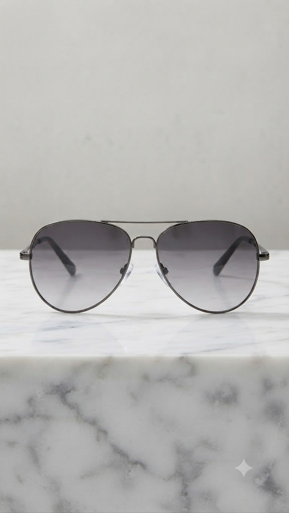 Lentes para el Sol. para caballero  -  Metal Plateado-Lente gris  C189