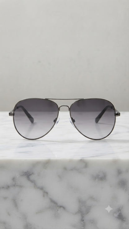 Lentes para el Sol. para caballero  -  Metal Plateado-Lente gris  C189