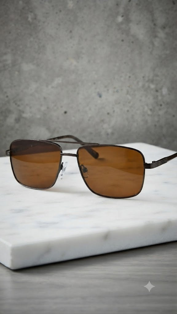 Lentes para el Sol. para caballero  -  Metal Cafec190c-Lente Cafe   C190