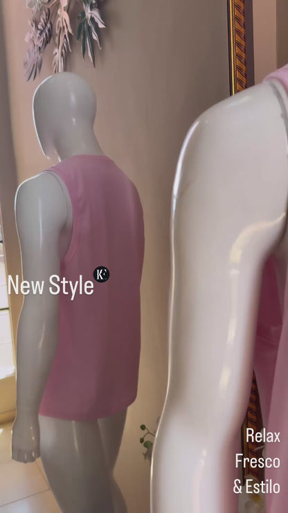 Camiseta desmangada KF - Rosa K289