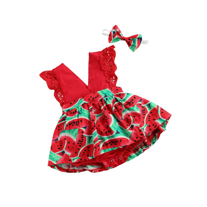 Mameluco para niña, estampado sandilla / RA89 / Rojo