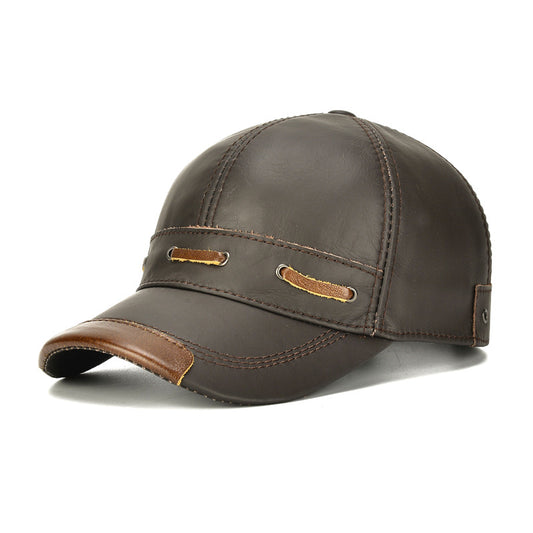 Gorra de cuero original café oscuro  K381