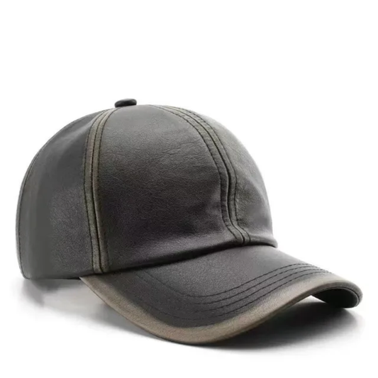 Gorra de cuero sintetico negro/K389
