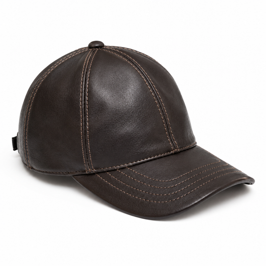 Gorra de cuero original / Cafe oscuro K423