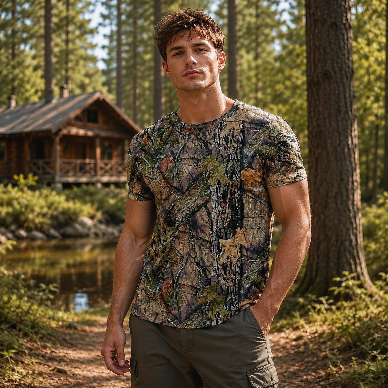 Camisa camuflaje manga corta / Verde  BL65