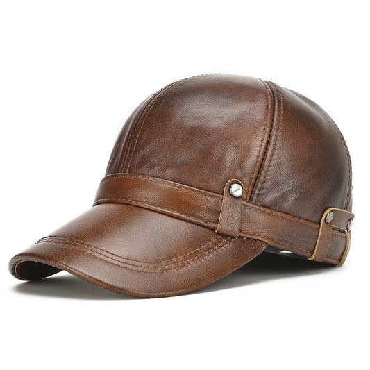 OUTLET 33 Gorra de cuero original / Café claro