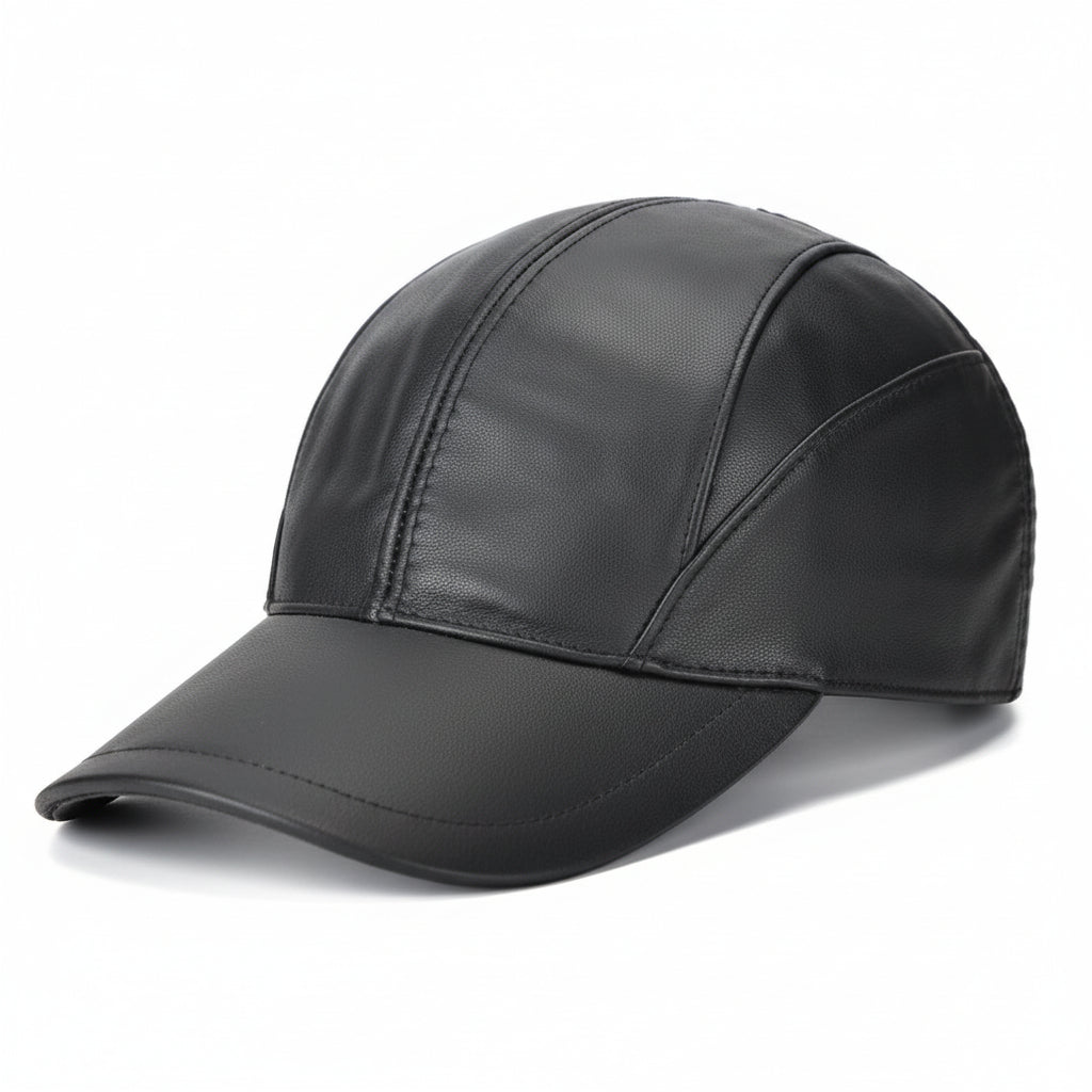 Gorra de cuero para caballero / Negro K390