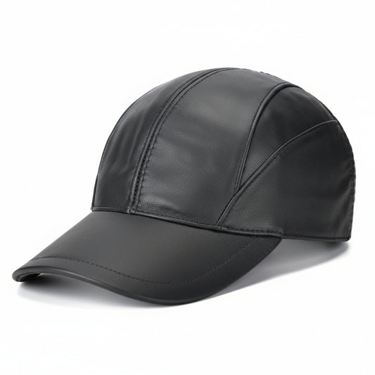 Gorra de cuero para caballero / Negro K390