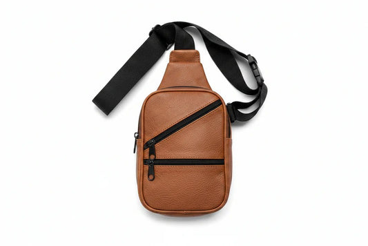 Mini bolso de cuero original cafe /K415