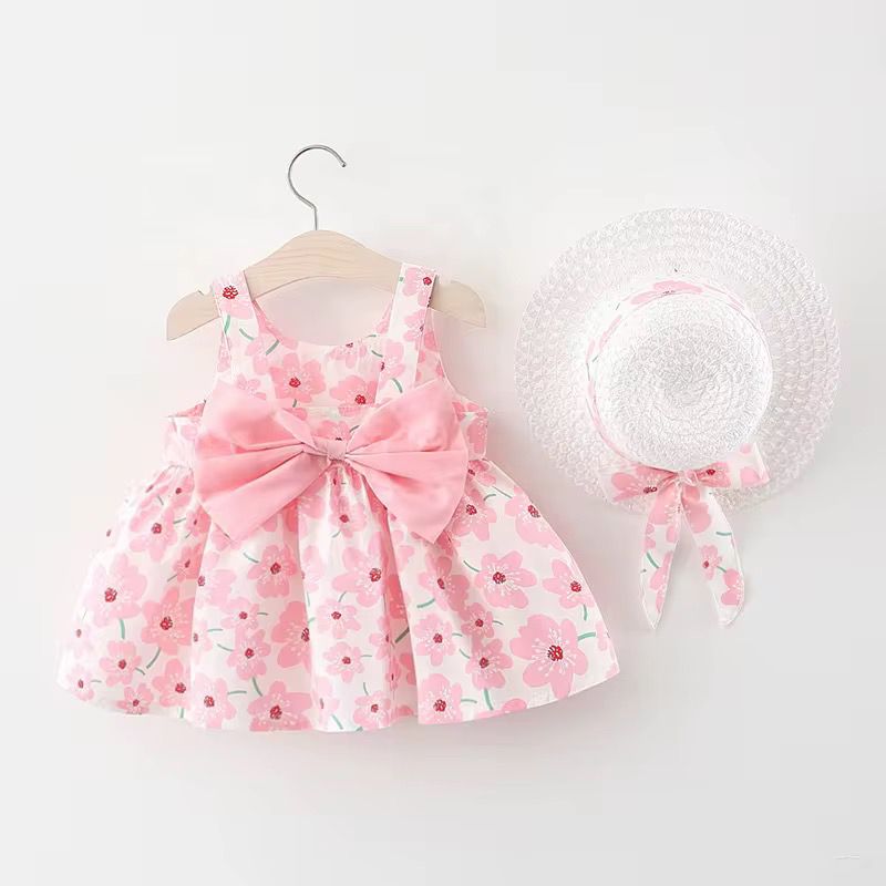 Vestido para niña con sombrero / RA74 Rosa