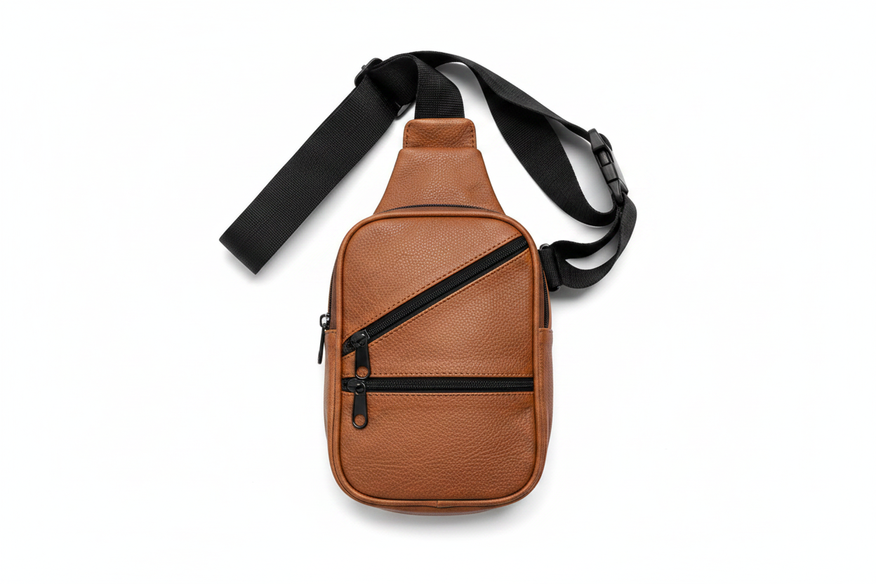 Mini bolso de cuero original cafe /K415