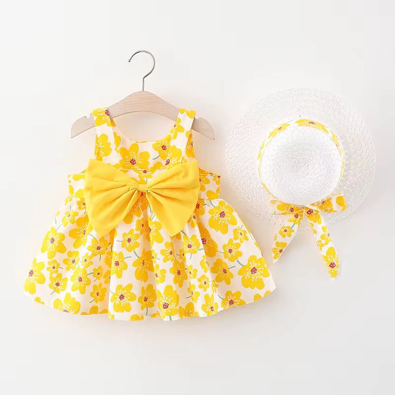 Vestido para niña con sombrero / RA74 amarillo