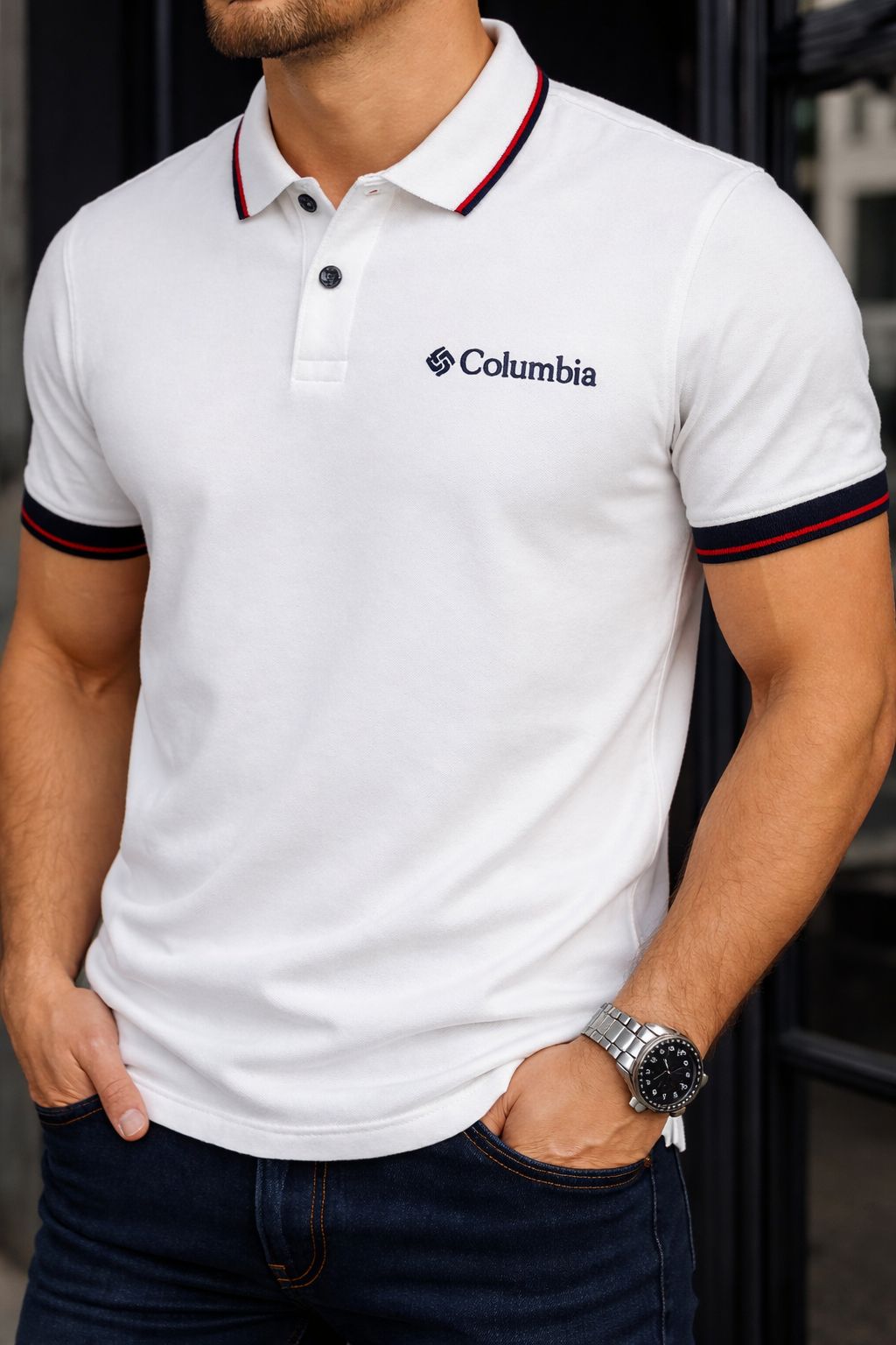Camisa casual para caballero Columbia blanco / BL63