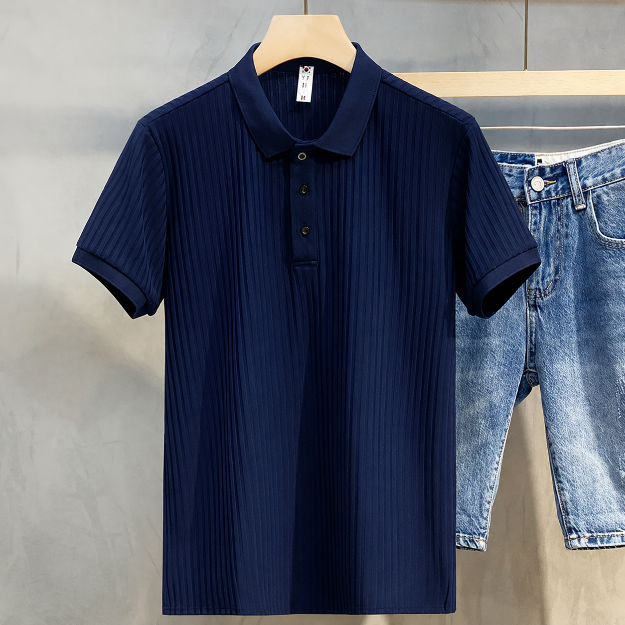Camisa casual tipo polo/ IM32-Azul