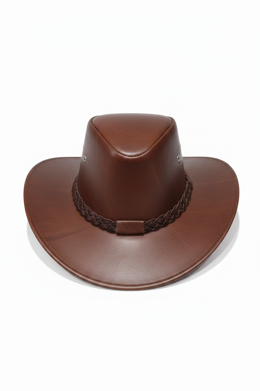 Sombrero de cuero original cafe claro  / K413