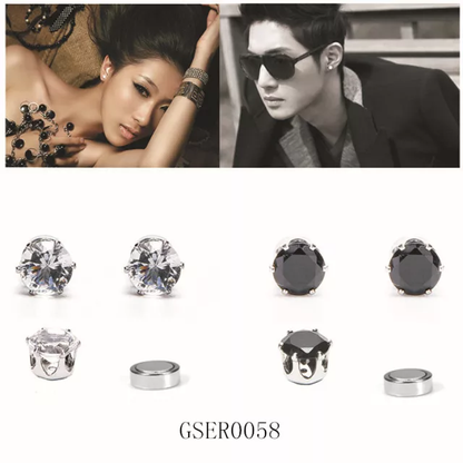 Silver Zirconia Magnet Earring