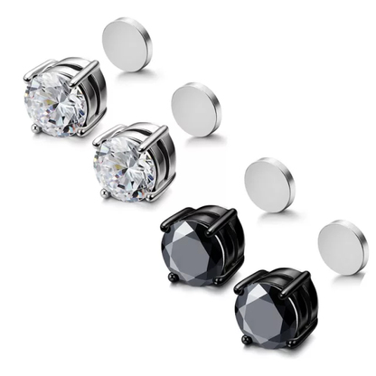 Silver Zirconia Magnet Earring