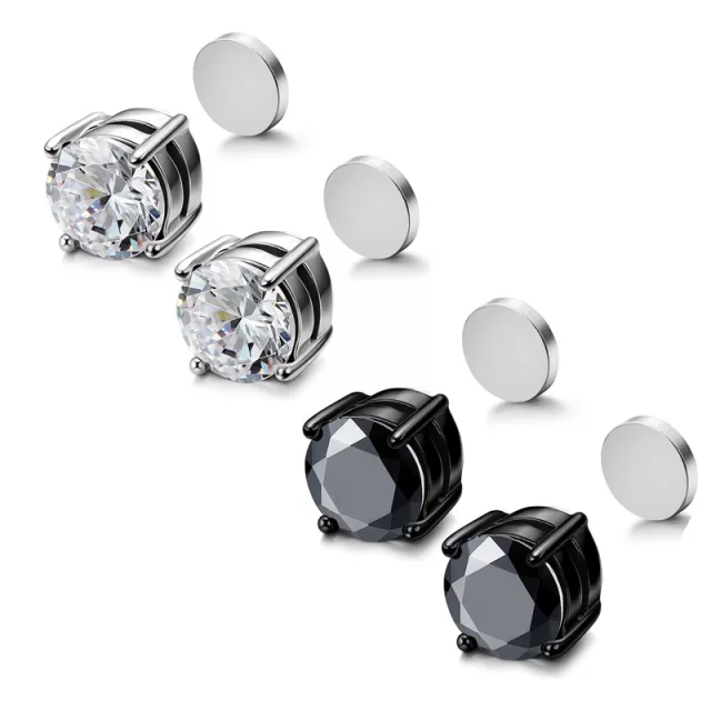 4mm Silver Zirconia Magnet Earring