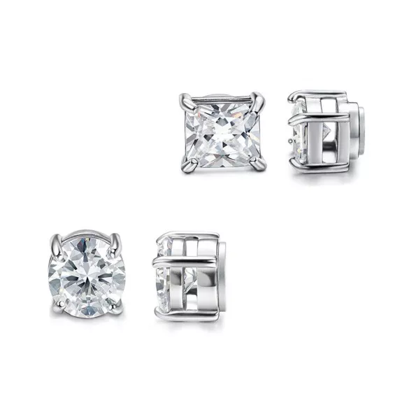 Silver Zirconia Magnet Earring