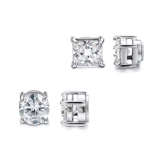 4mm Silver Zirconia Magnet Earring