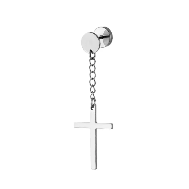 Earring - Piercing - Cross Silver Plated