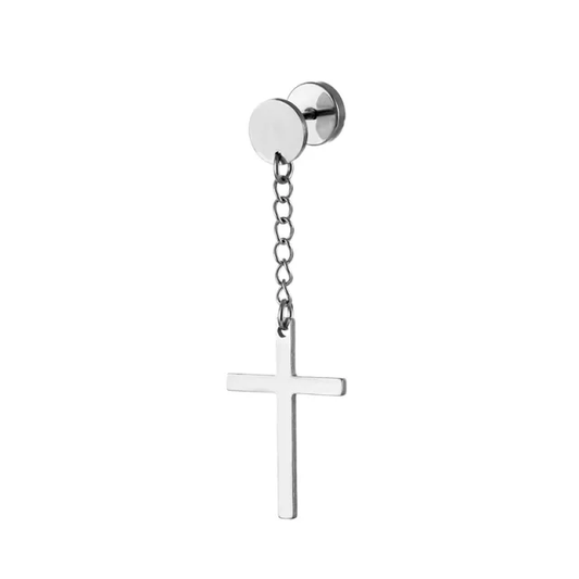 Earring - Piercing - Cross Silver Plated