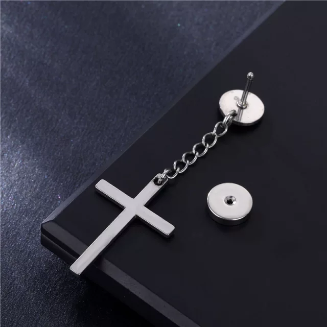Earring - Piercing - Cross Silver Plated