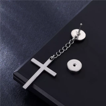 Earring - Piercing - Cross Silver Plated