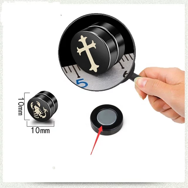 Pair of Magnet Earrings Cross Design 8mm