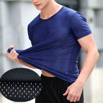 Polyester Spandex Mesh T-shirt - Blue