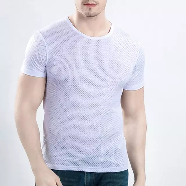 Polyester Spandex Mesh T-shirt - White