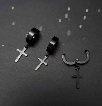 Black Cross Pressure Earring