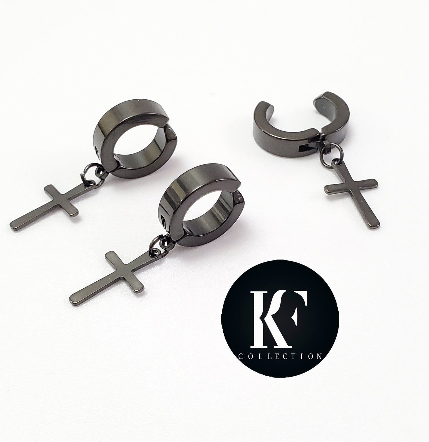Black Cross Pressure Earring