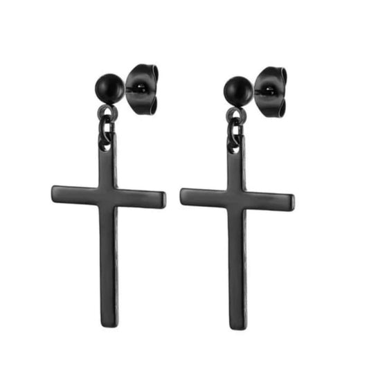 Earring - Piercing - Black Cross