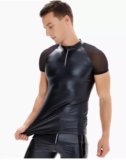 Transparent Elastic Leather Type Shirt