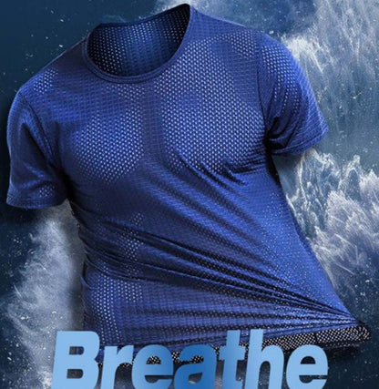 Polyester Spandex Mesh T-shirt - Blue