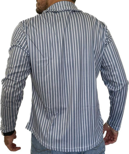 Camisa Manga Larga Tipo Polo Casual/ Celeste C145