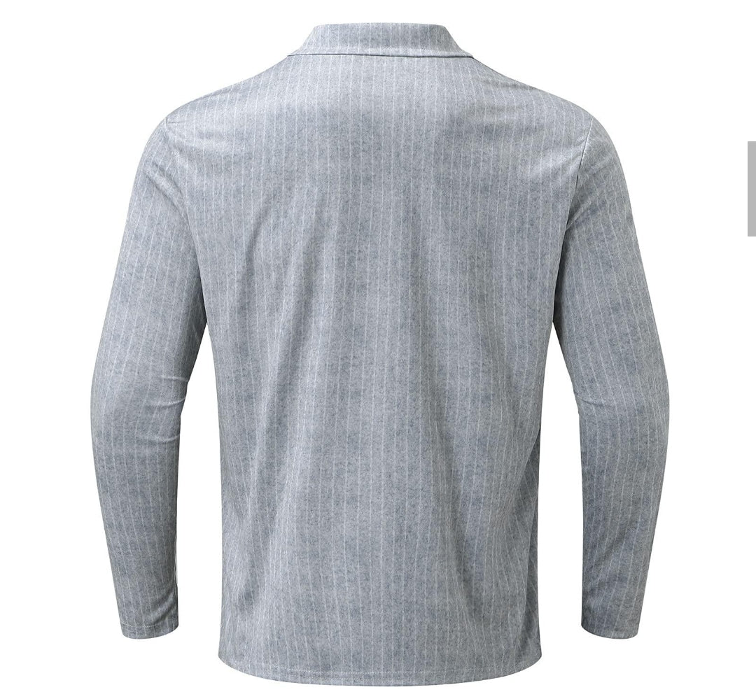 Pre-Sale Long Sleeve Casual Polo Shirt Gray