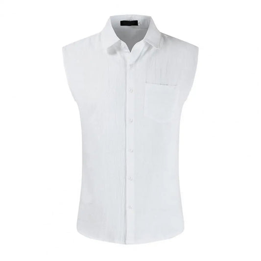 Camisa de Cuello Verano - Lino - Blanco K34